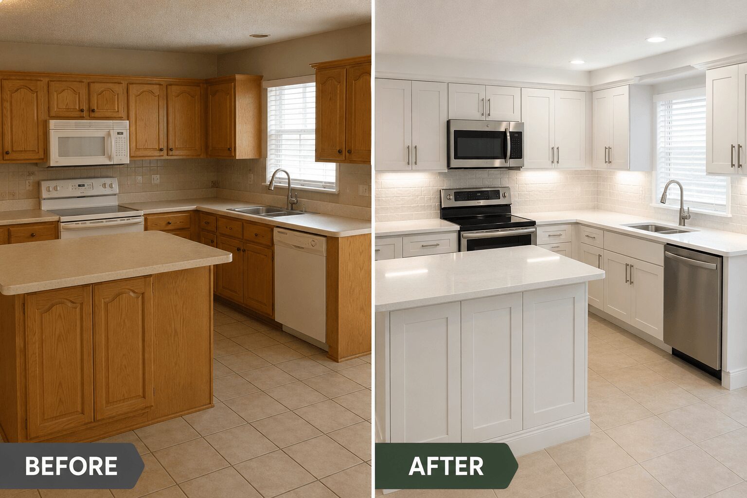 Cabinet Refacing Before and after Leesburg (1)